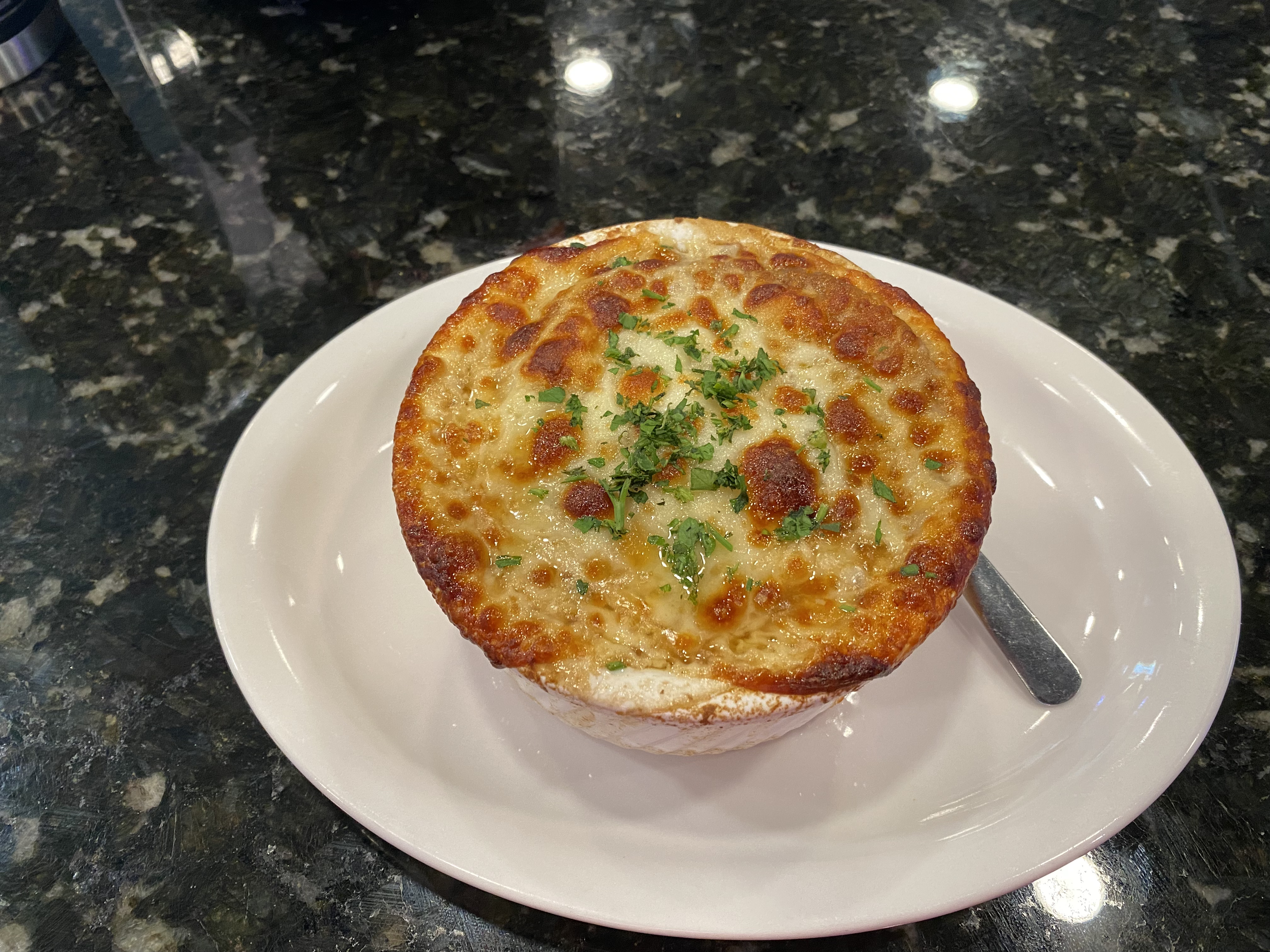 Home made French Onion soup.